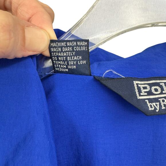Vintage Polo by Ralph Lauren Sport Royal Blue 90's Windbreaker Zip Up Jacket - Picture 8 of 8